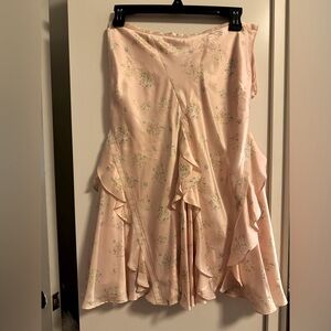 Soft pink silk floral skirt. Never worn. Like new condition